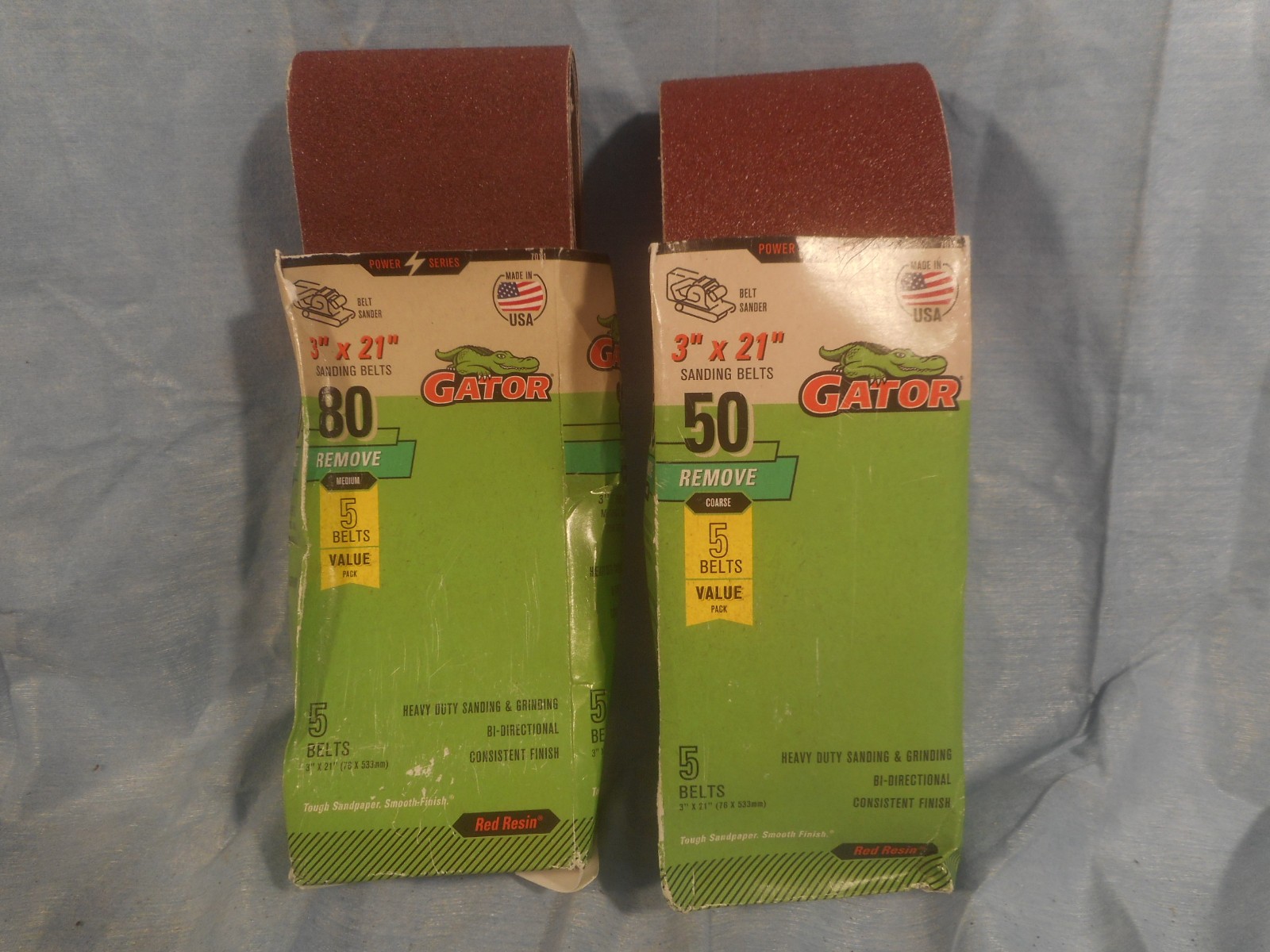 10 Gator 3″ X 21″ Sanding Belts 50 Grit Coarse & 80 Medium sandpaper