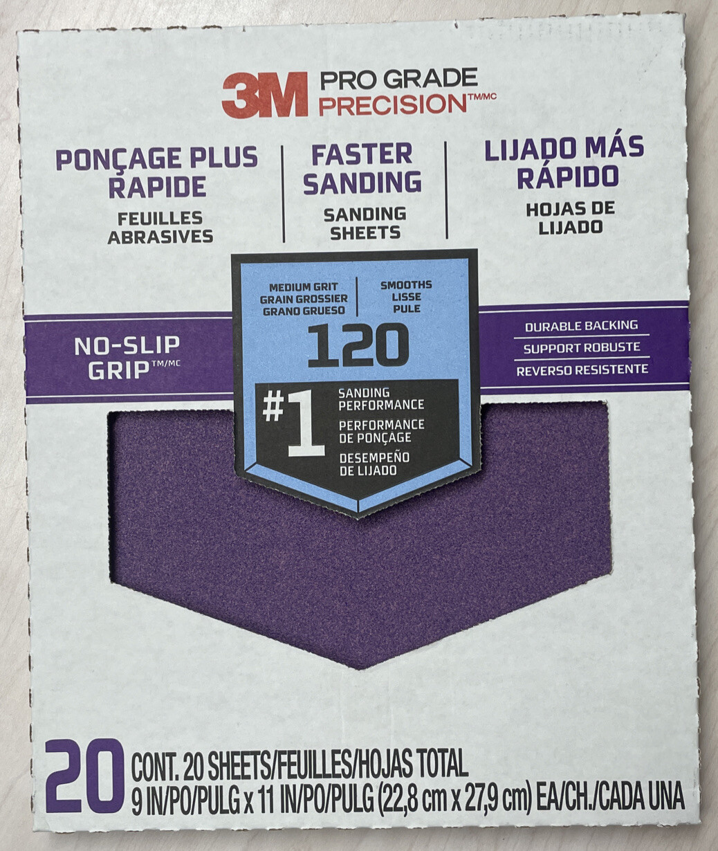 3M 20 Pack 9″x 11″ – 120 GRIT Pro Grade Precision Sand Paper Cubitron Technology
