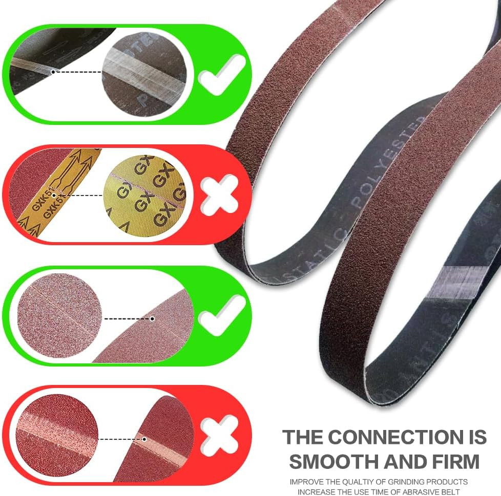 1/2 x 18 Inch Sanding Belts 40 Grit Aluminum Oxide 24 Pack Abrasive