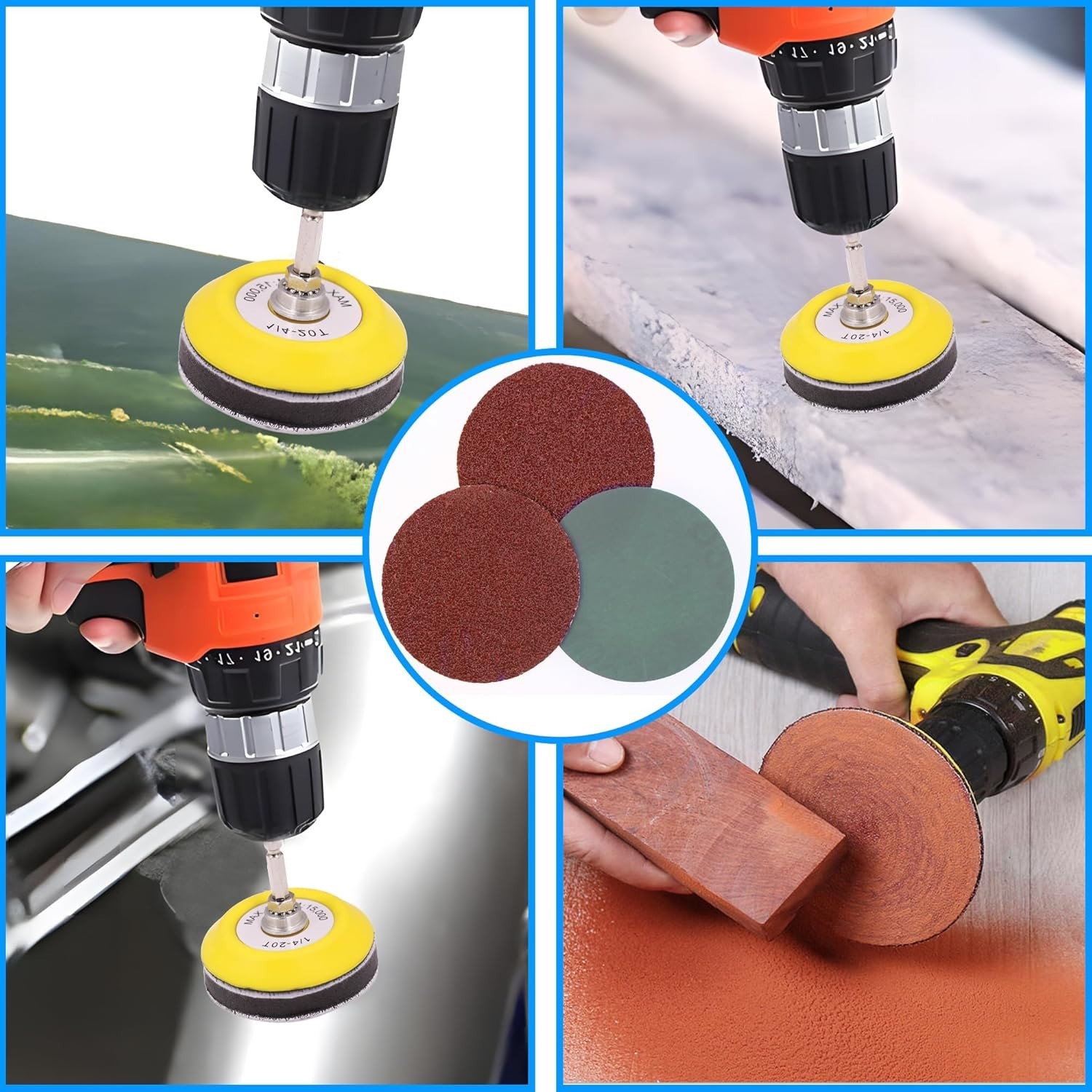 100pcs 3 Inch Sanding Discs Hook and Loop, Drill Sander Pads Attachment for R…
