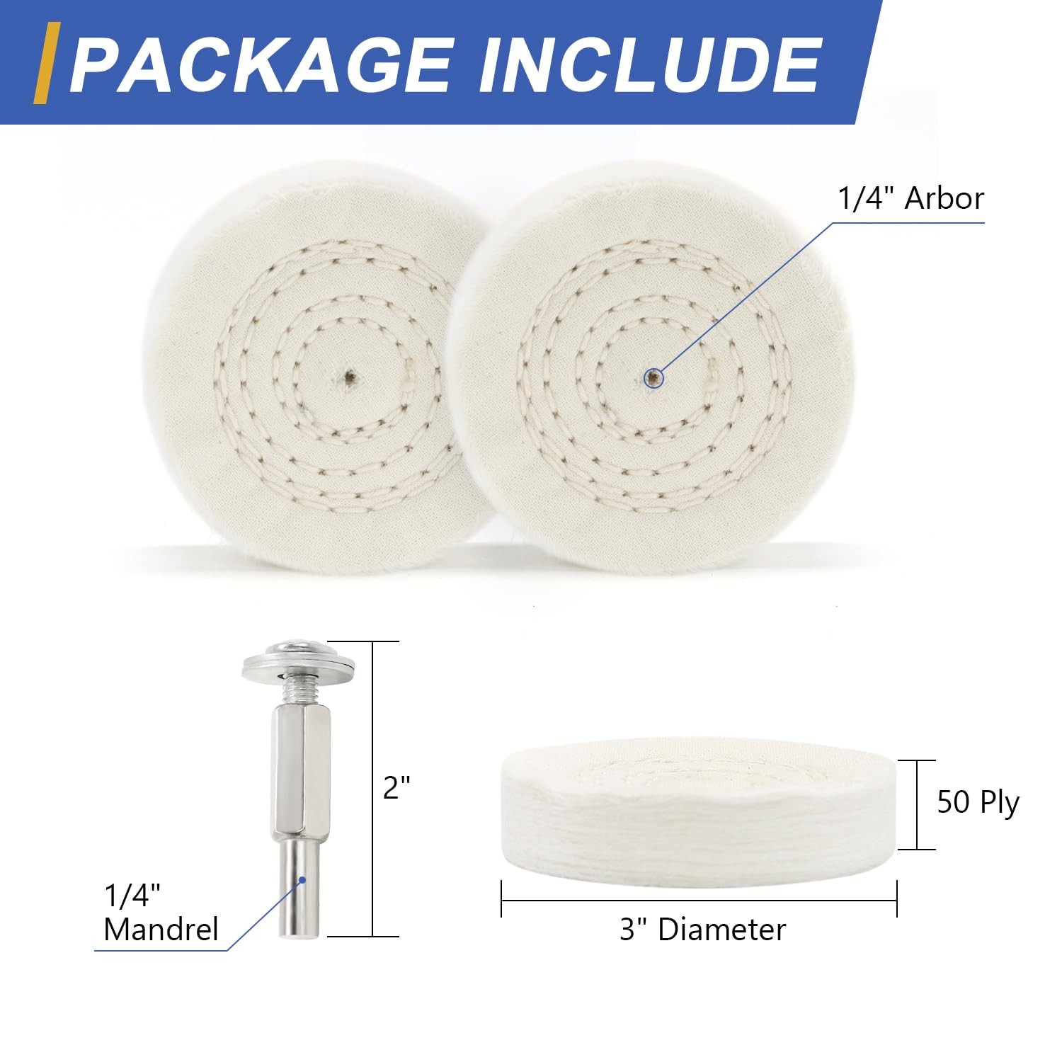 SCOTTCHEN Buffing Polishing Wheel 3″ Fine Cotton (50 Ply) 3 inch, 2pcs