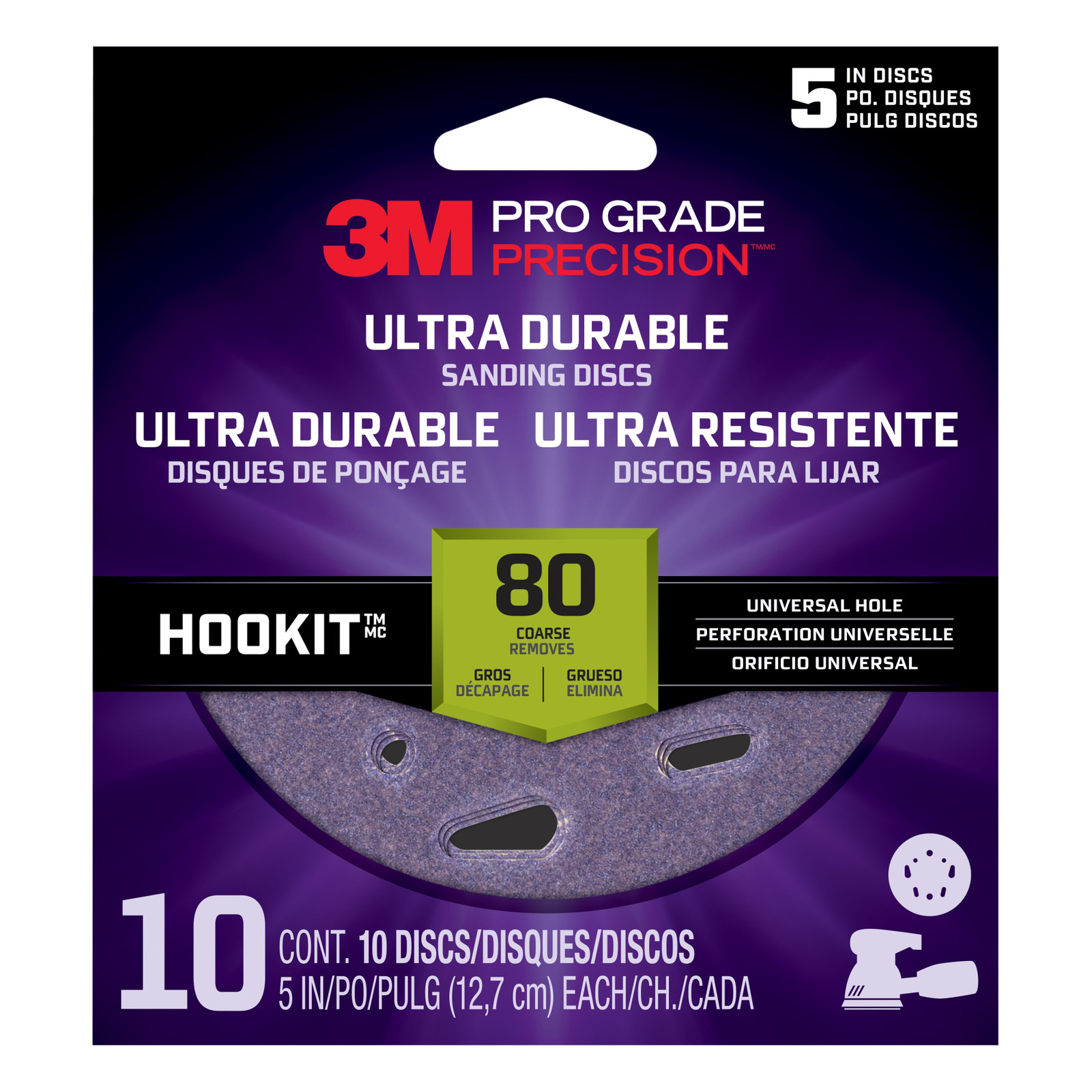 3M Pro Grade Precision Ultra Durable Universal Hole Sanding Disc,DUH580TRI-10T