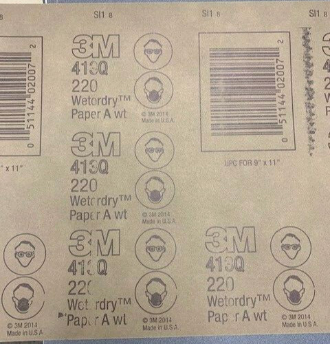 9 X 11 SAND PAPER SHEETS WET OR DRY 3M 413Q PICK 220 240 320 360 400 500 – 50PC