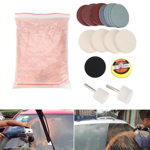Windshield Scratch Remover Set Glass Polishing Kit Abrasive Discs Polish Pads