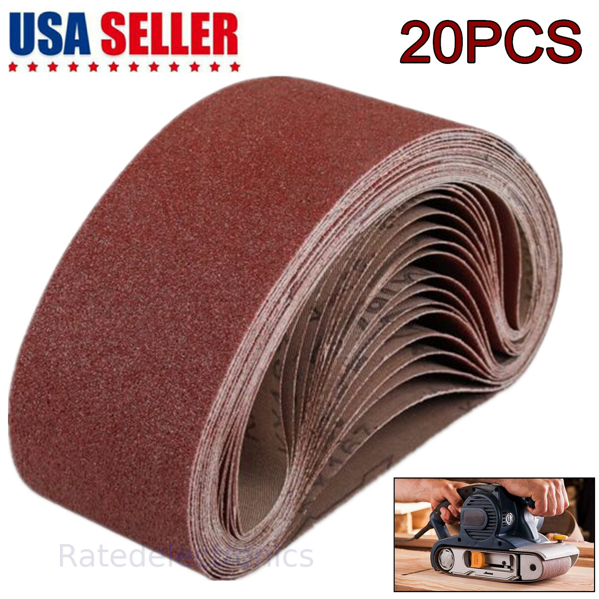 20PCS Sanding Belt 40 60 80 120 150 240 400 Grit Belts Sander Sandpaper 3×21 In
