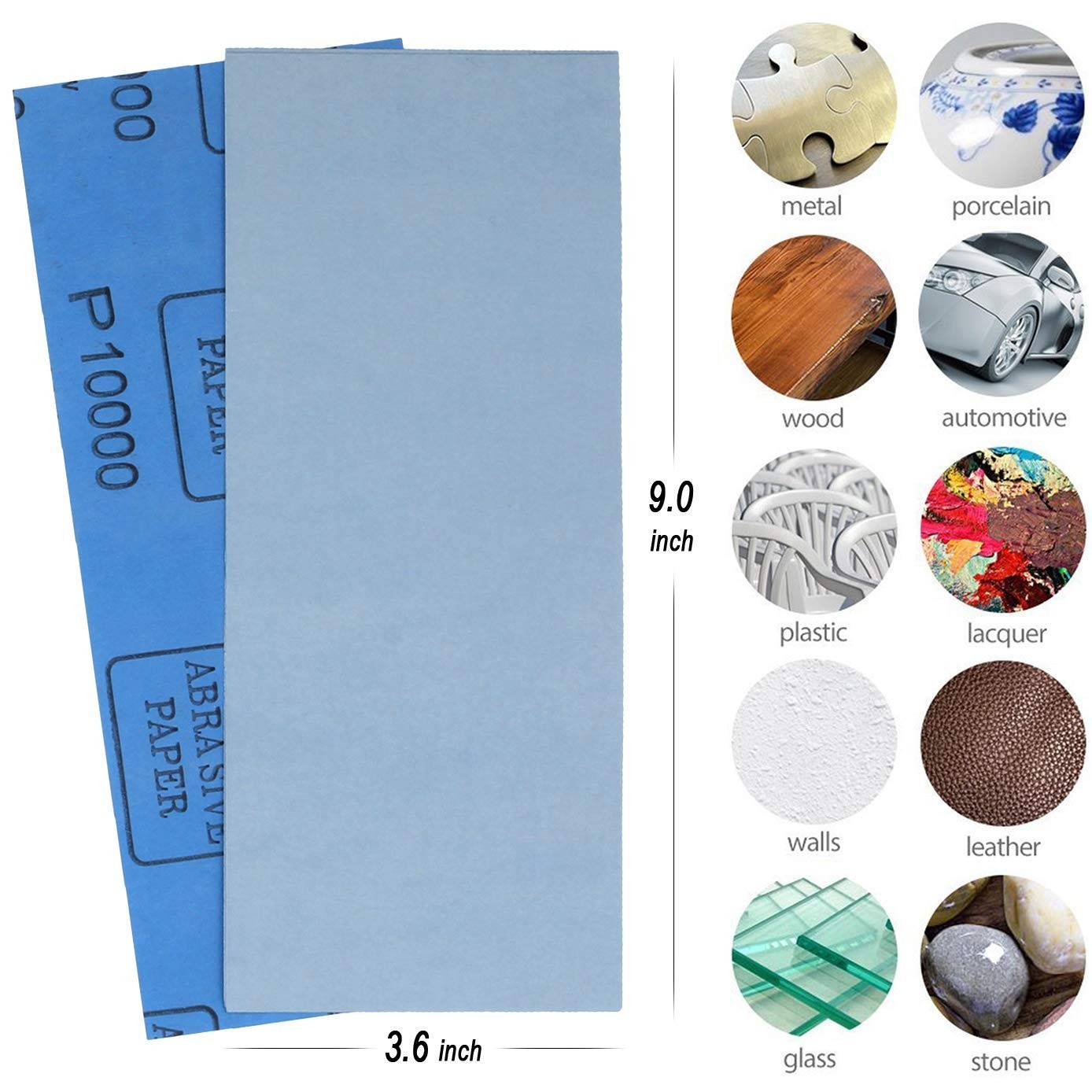 18 Sheets Wet or Dry Sandpaper Set, 9×3.6 Inch, 5000-15000 Grit Precision Pads
