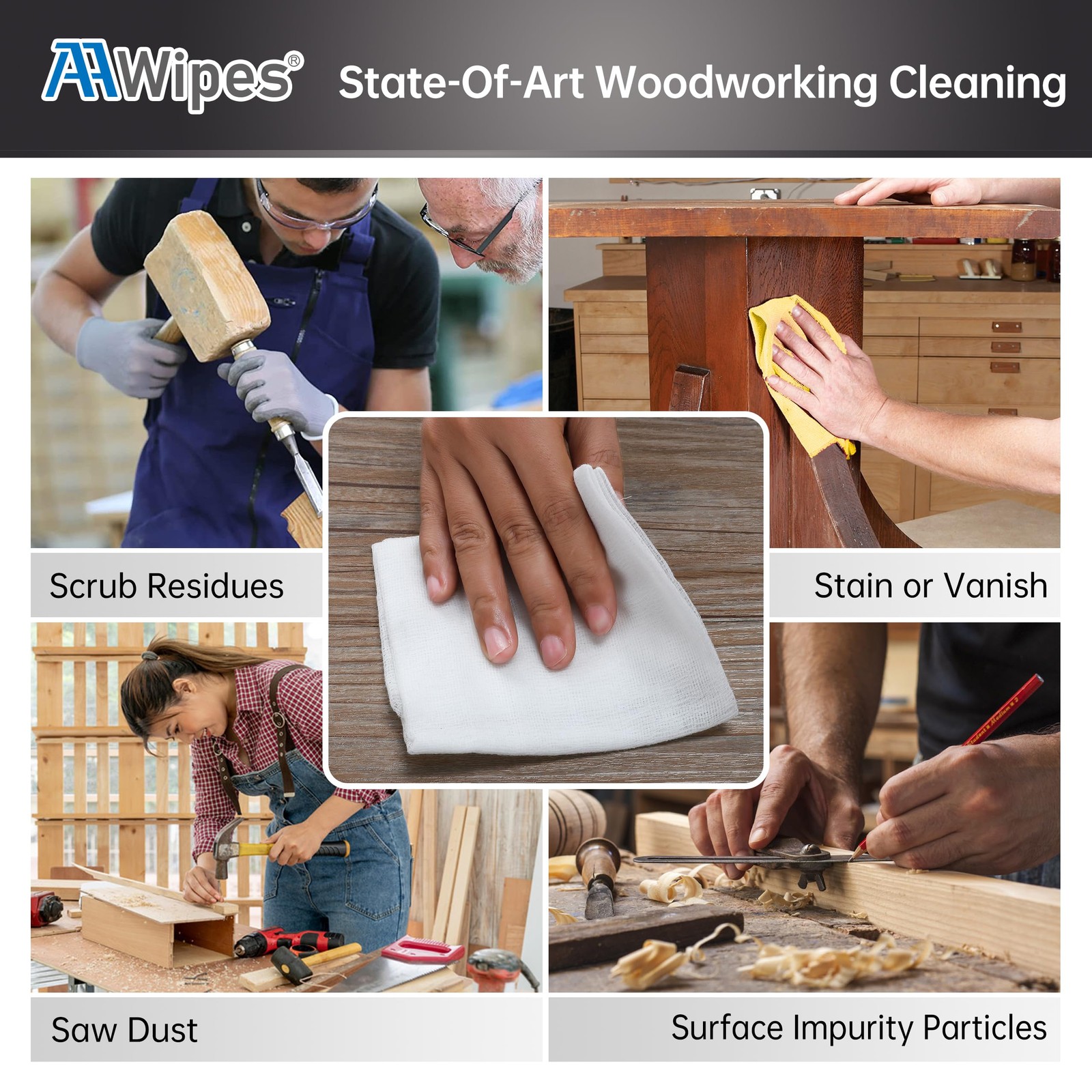 AAwipes Tack Cloth for Painting (White, 13.8″x31.5″, 10 White