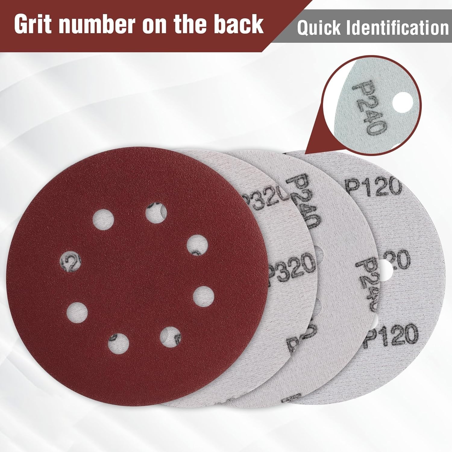150 Sandpaper Discs – 10 Grits for Random Orbital Sanders, 8-Hole