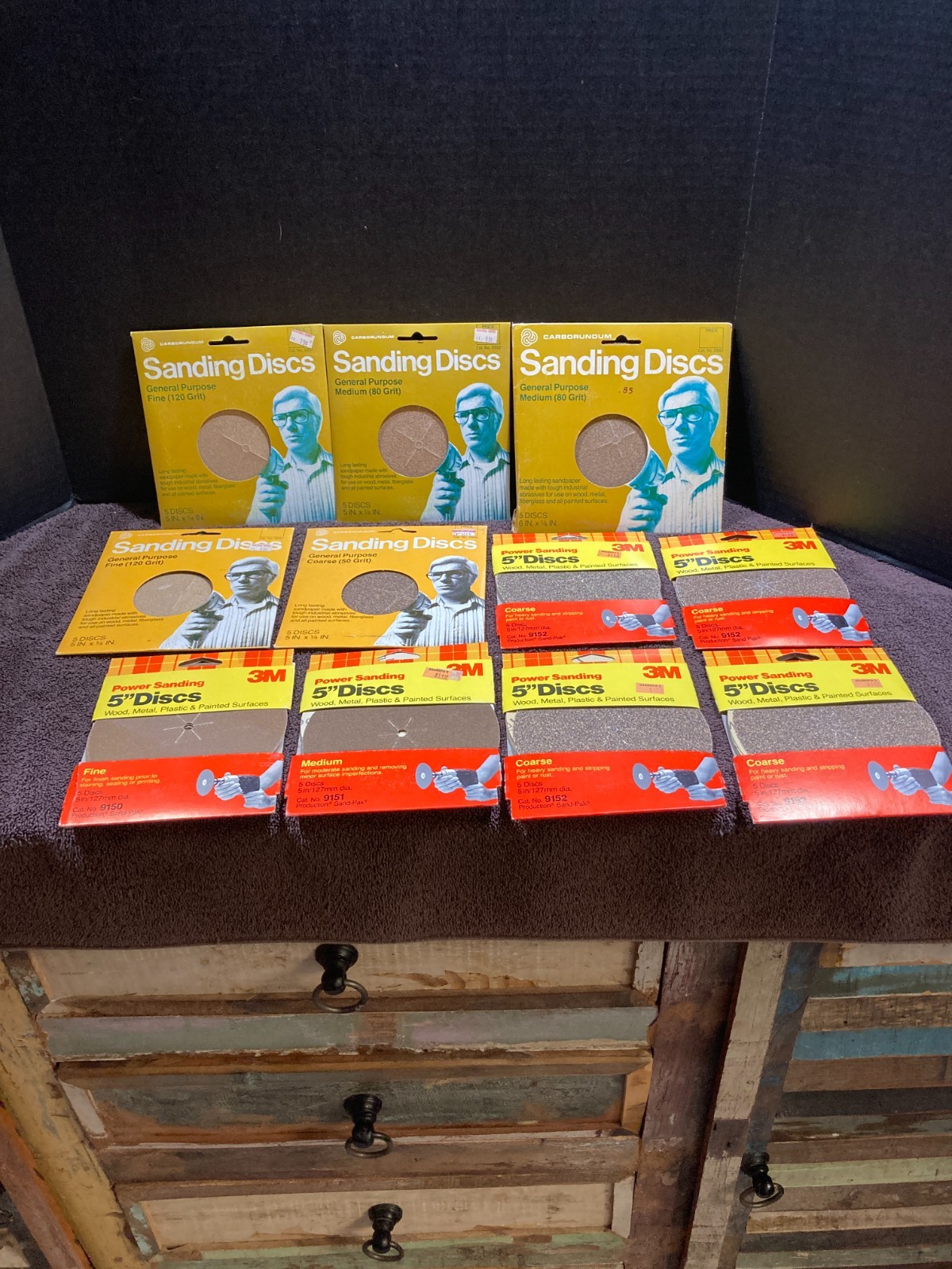 Lot Of 11 NOS 3M/Carborundum 5 in Sanding Disks Coarse/Fine/Med Grit