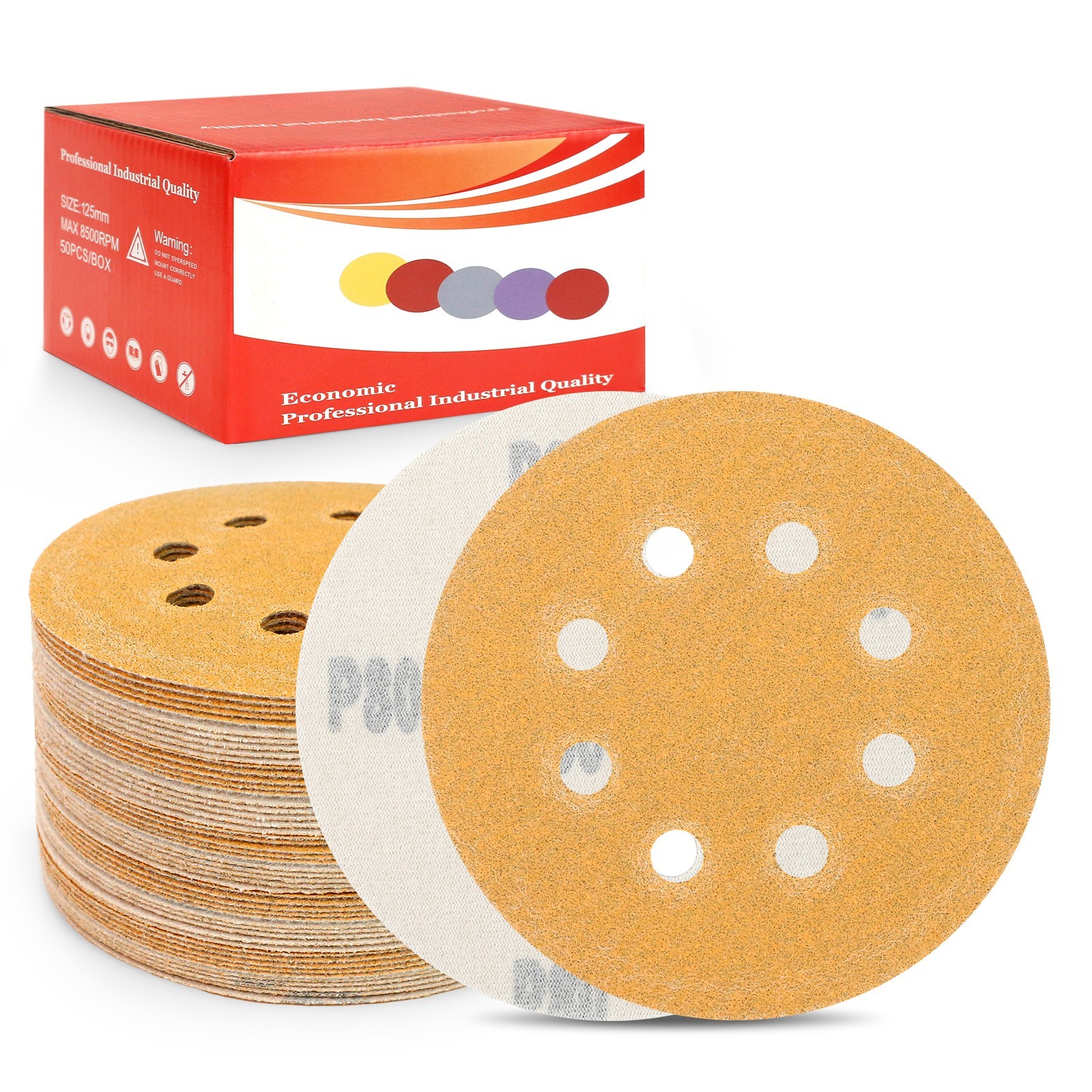 5″ 8 Hole Platinum Film Hook & Loop Grip Sanding Discs 80-600 Grit Wet & Dry US