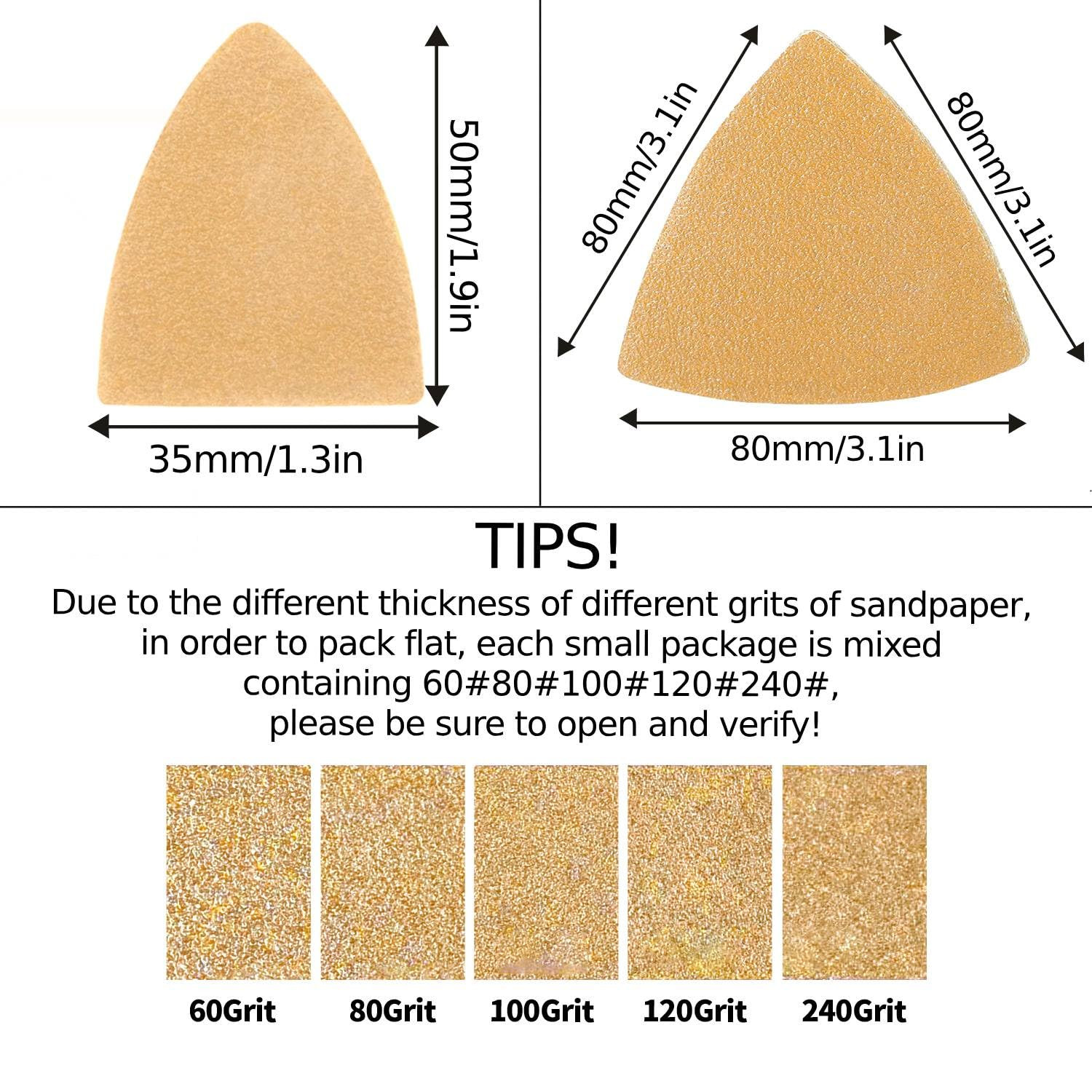 206PCS Multitool Sanding Pads for Oscillating Tool Sanding Attachments, Contains