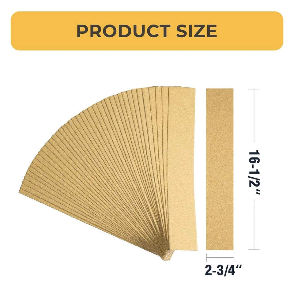 160PCS Longboard Sandpaper 2-3/4”x16-1/2” 40# PSA for Floor Sander Wood Floor