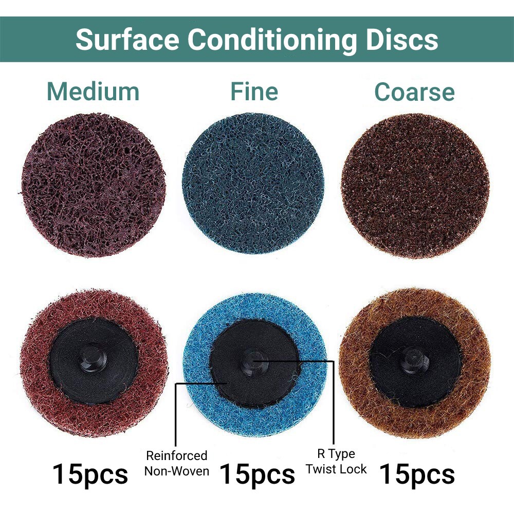 46 PCS 2 inch 50mm Type R Quick Change Discs Die Grinder Sanding Pads Roll Lock