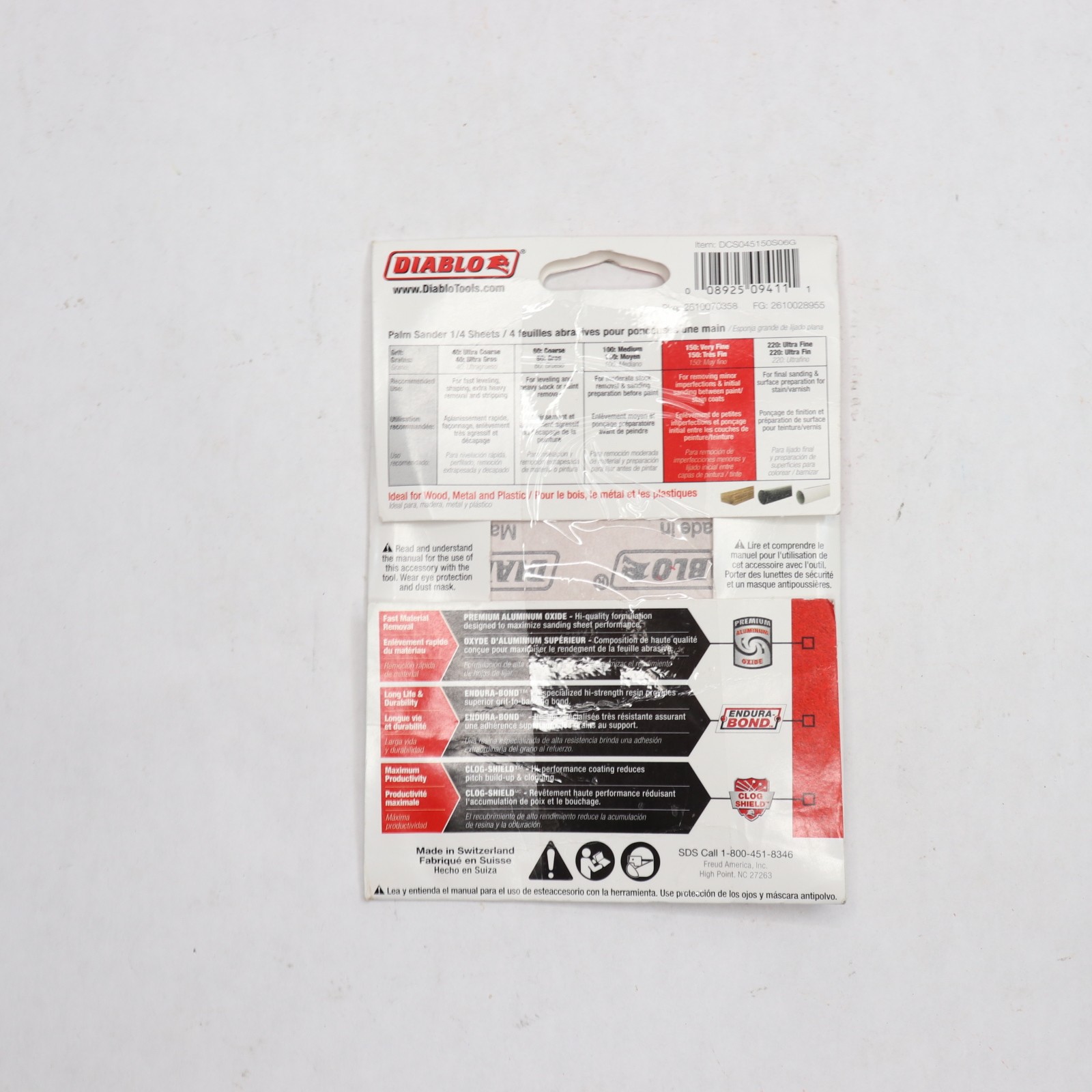 (6-Pk) Diablo Sanding Sheet 150 Grit Very Fine Aluminum Oxide 4-1/2″ x 5-1/2″