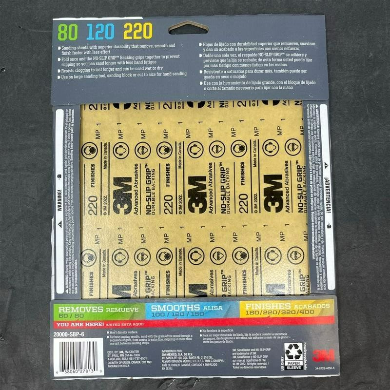 3M SandBlaster Pro Multi-grade Pack Sheet Sandpaper 3 Pack of 6 sheets