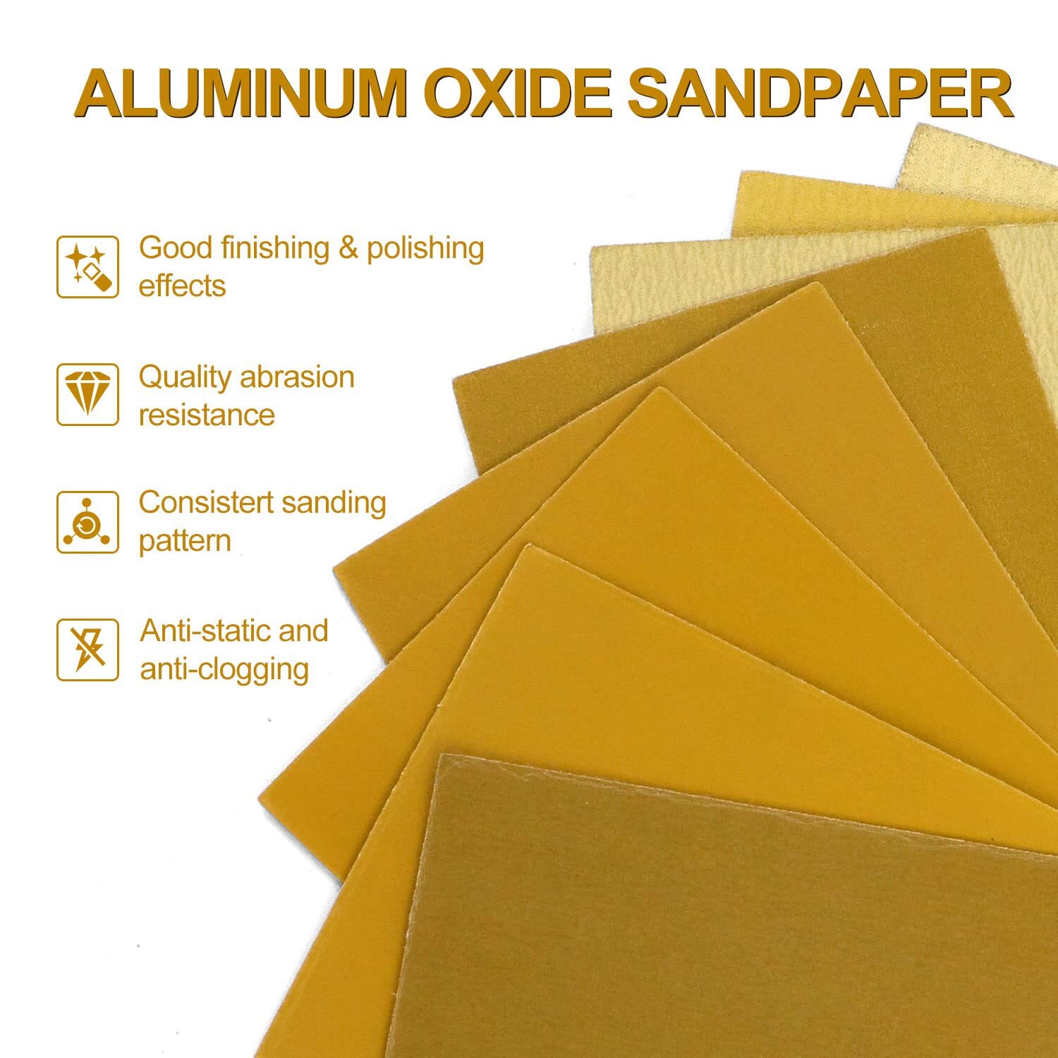 40PCS 1/4 Sheet Palm Sander Sandpaper Hook and Loop Sanding Sheets 80-1000 Grit
