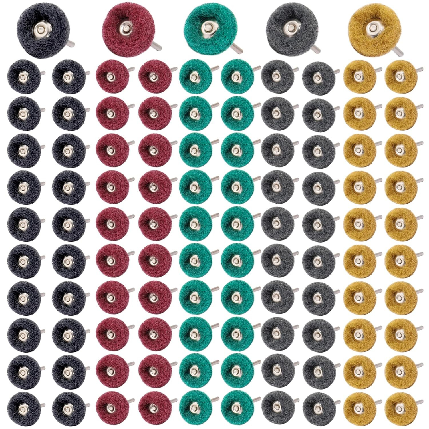 100 PCS Abrasive Buffing Wheels,1 Inch Polishing Wheel Set for Proxxon Dremel Ro