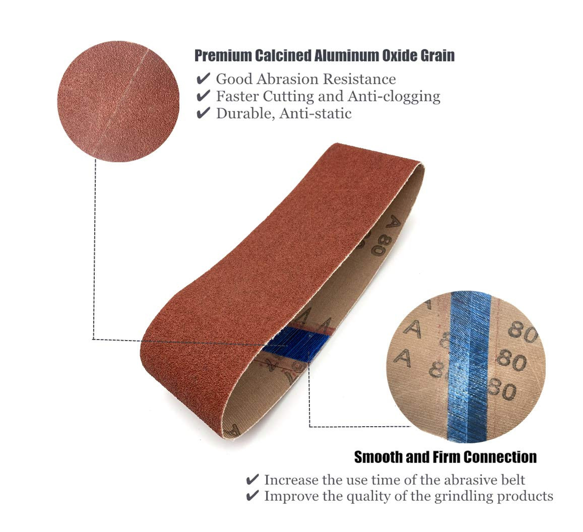 24Pcs 4×21-Inch Sanding Belts,Craftsman Sanding Belt Assortment 4×21, 8PCS Ea…