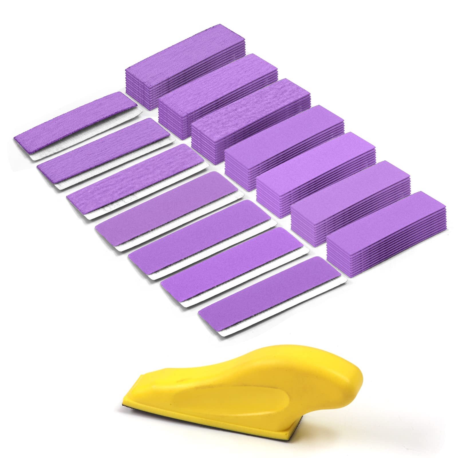 70 Pcs 3.5×1 Inch Hand Sander Kit Mini Detail Finger Micro Sander Block for Wood