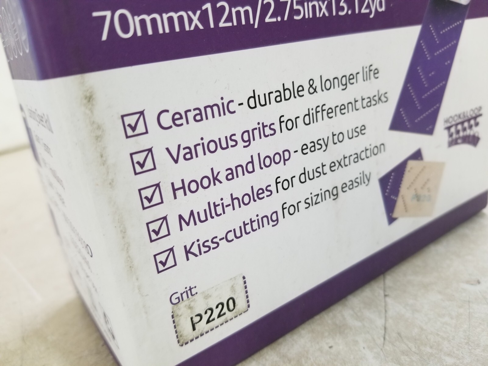 FASTPLUS Abrasive Sheet Roll Purple Ceramic Automotive Sandpaper Roll 70mm x 12m