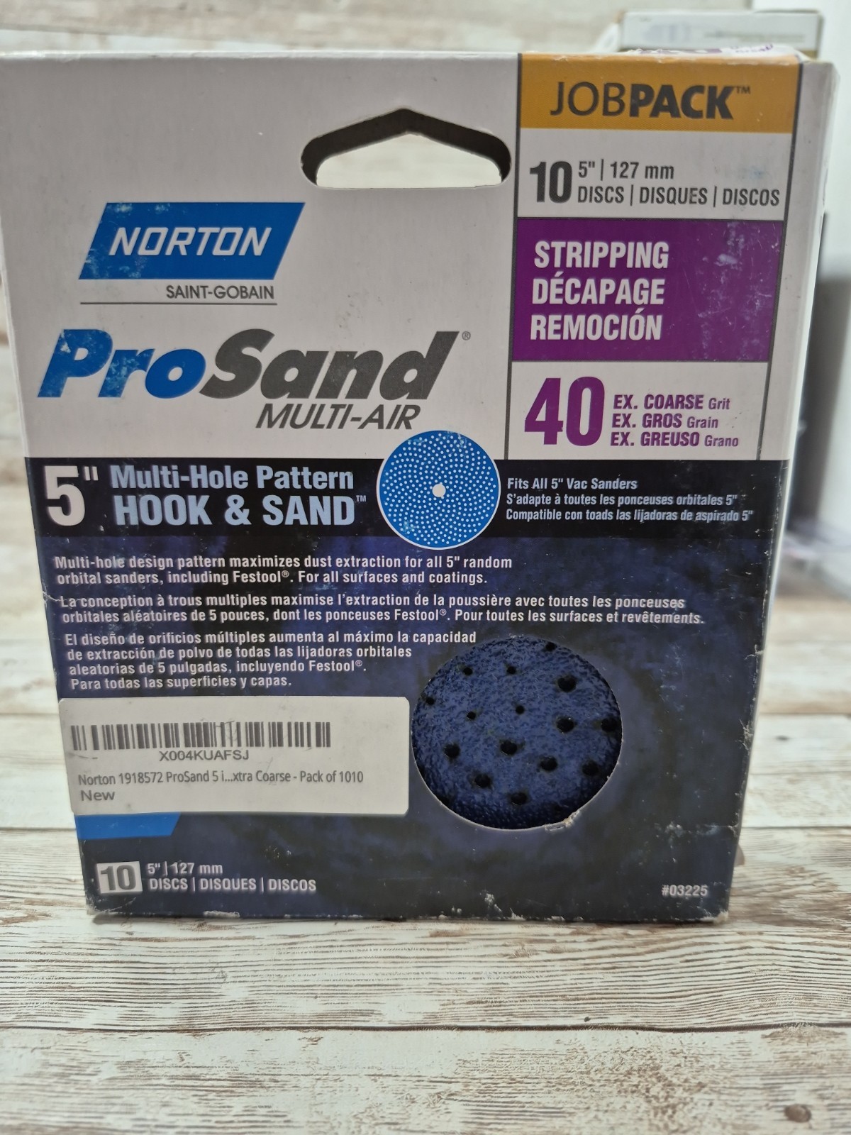 Norton 7660703225 40-Grit Ceramic Coarse Hook & Loop Sanding Disc 5 in.