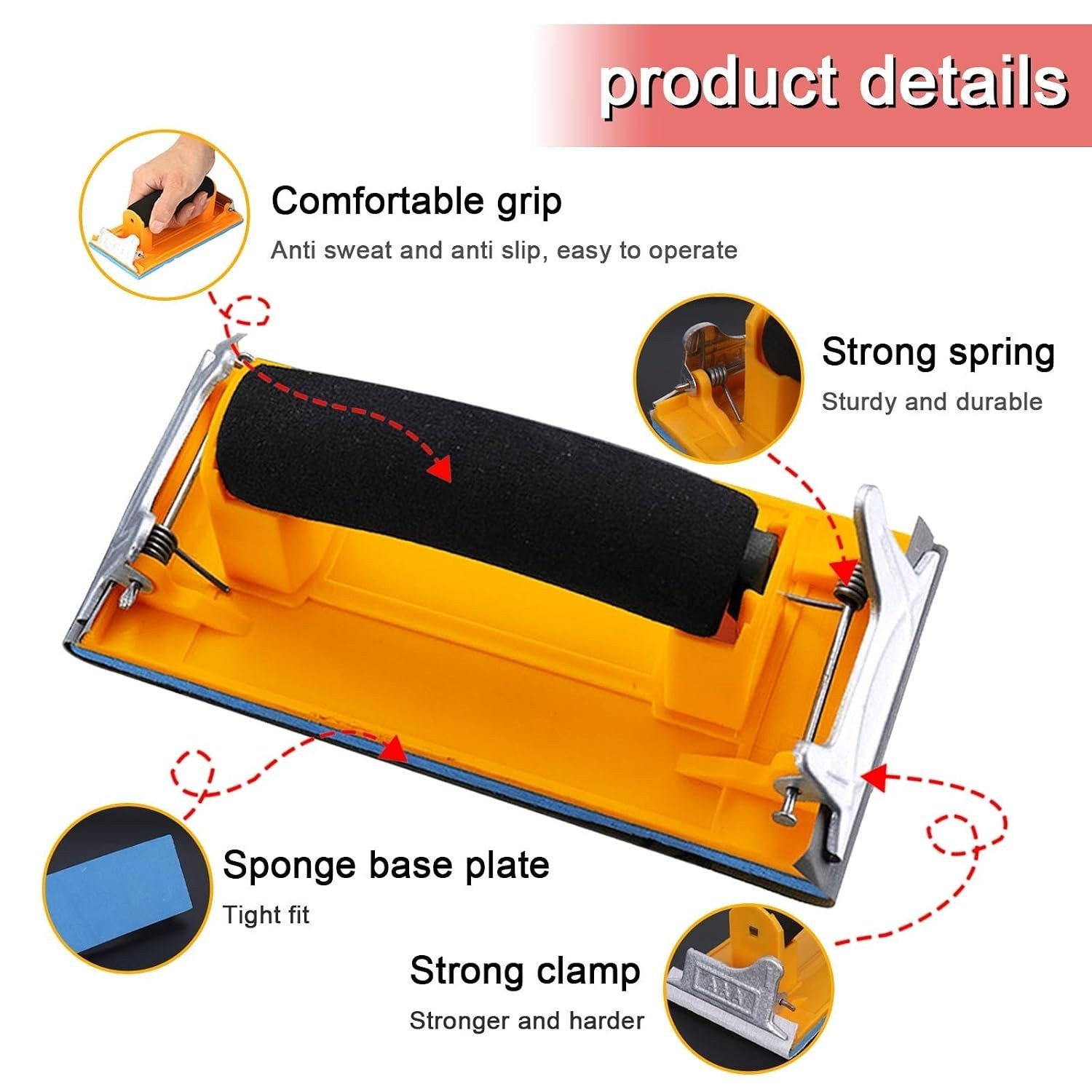 Hand Sanding Block Kit with Sponge Handle Sandpaper 120 to 3000 Grit 36 Pack