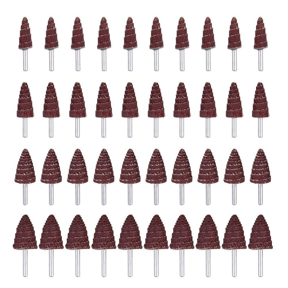 40 Pack 1/4″ Shank 80 Grit Cone Shape Abrasive Sandpaper Flap Sanding Wheel Grin