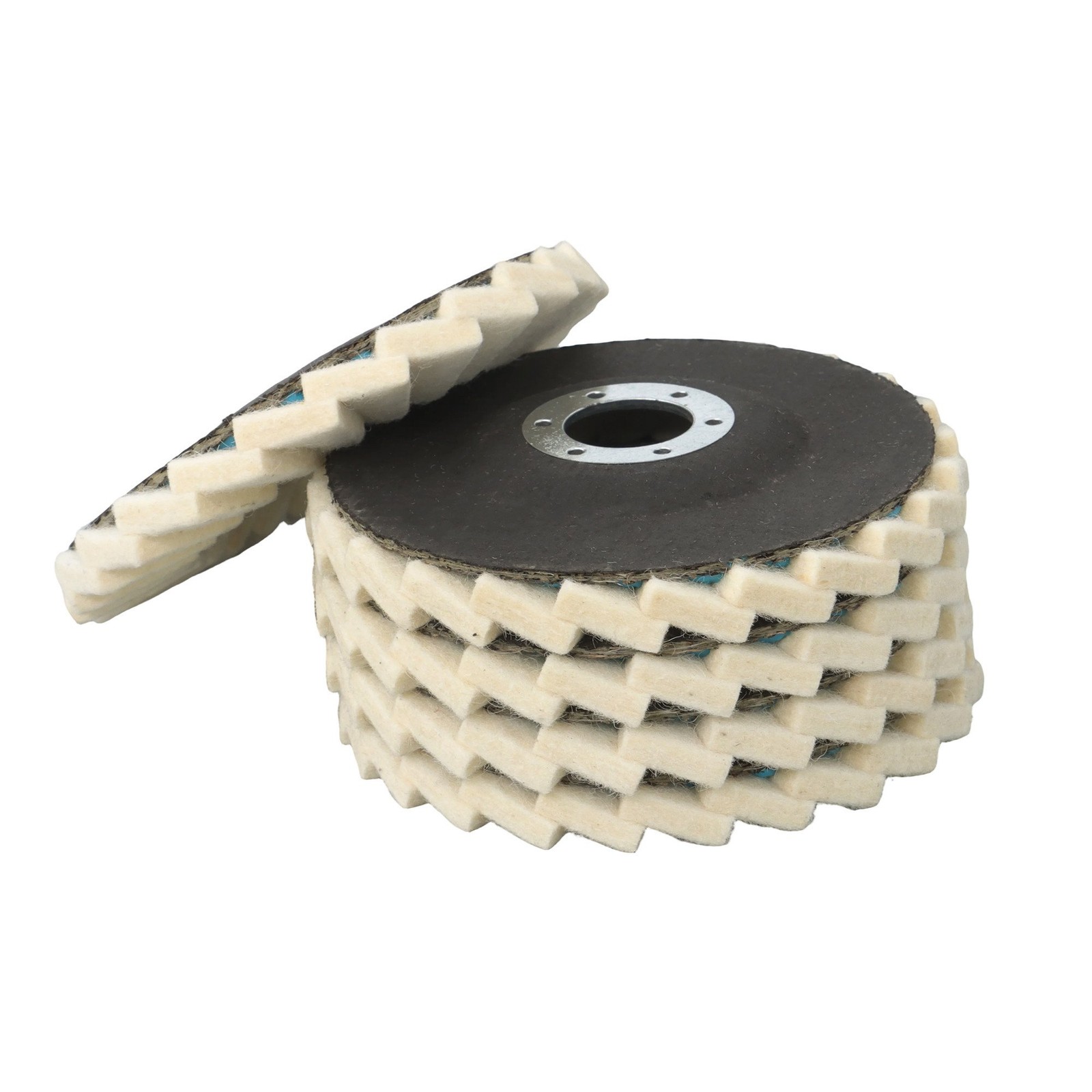 8 Pcs Wool Polishing Wheel Disc Set with 4.5 X 7/8″ Buffing Wheel and Compound