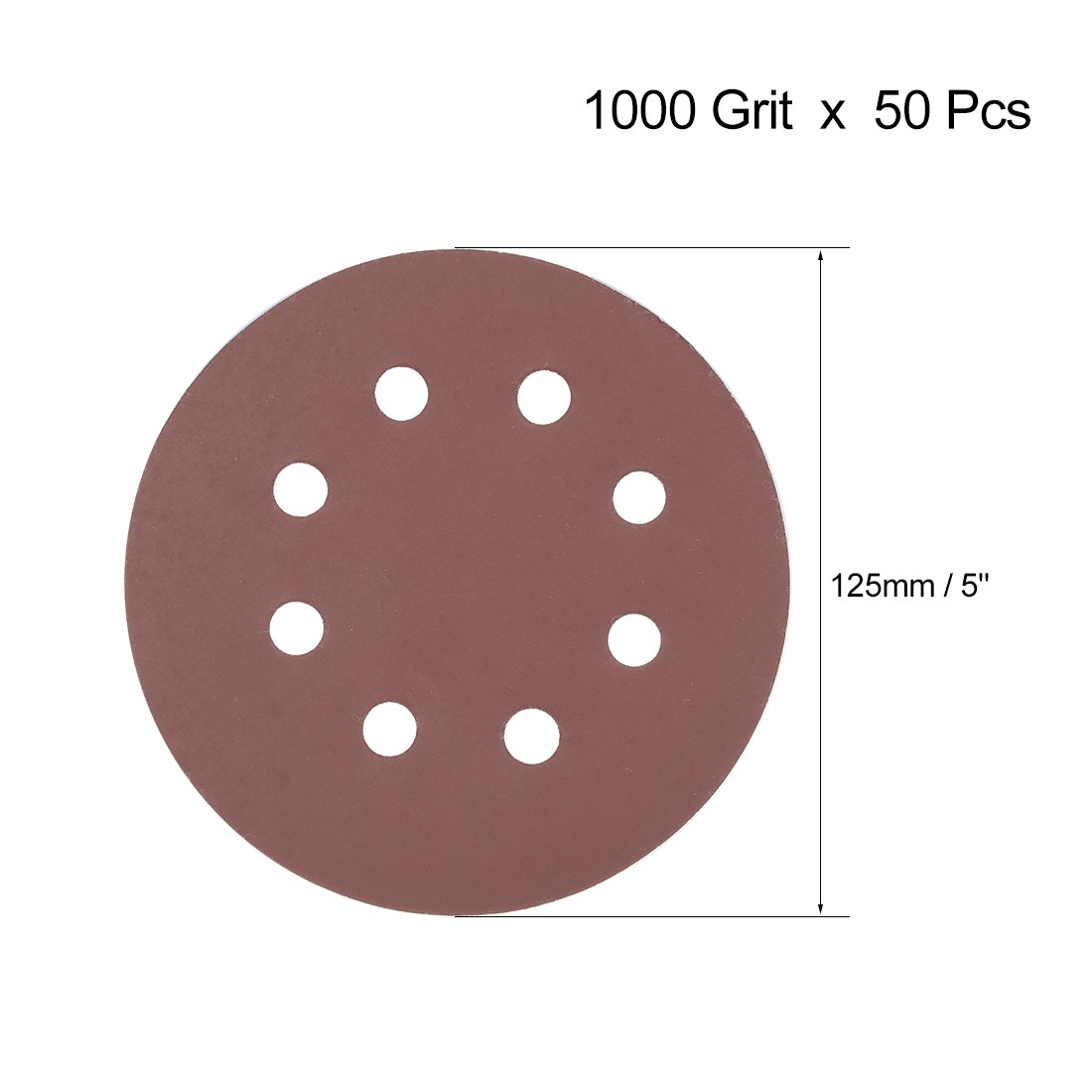 5-Inch 8 Hole Hook and Loop Sanding Disc 1000 Grit Flocking Sandpaper 50Pcs