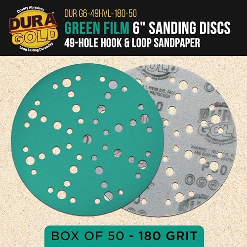 6 Inch Green Film Sanding Discs Dura Gold 180 Grit