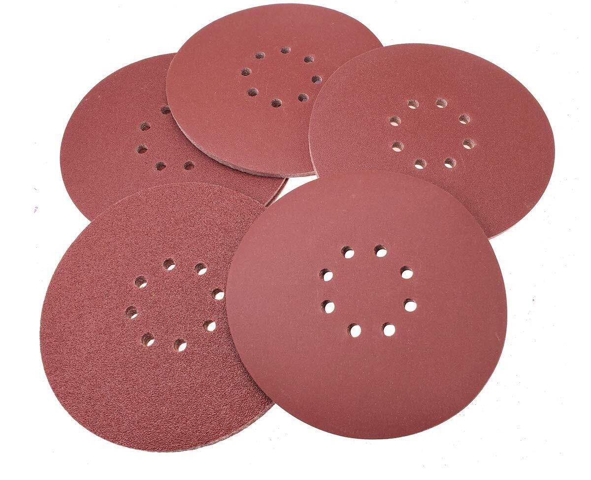 50PCS 9″ 8Hole Sanding Disc Drywall Sander Paper Hook Loop P60-240 Assorted Grit
