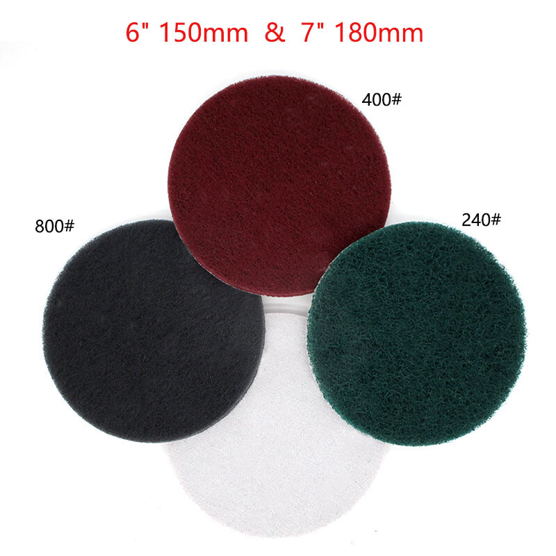 6 in 7in Scouring Pad Hook & Loop Abrasive Cleaning Pad P240 P400 P800 Polishing