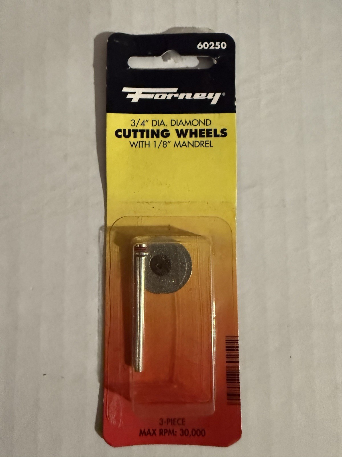 Forney 60250 Diamond Cutting Wheels 3/4″ Diameter w 1/8″ Mandrel 3pc Set 30K RPM