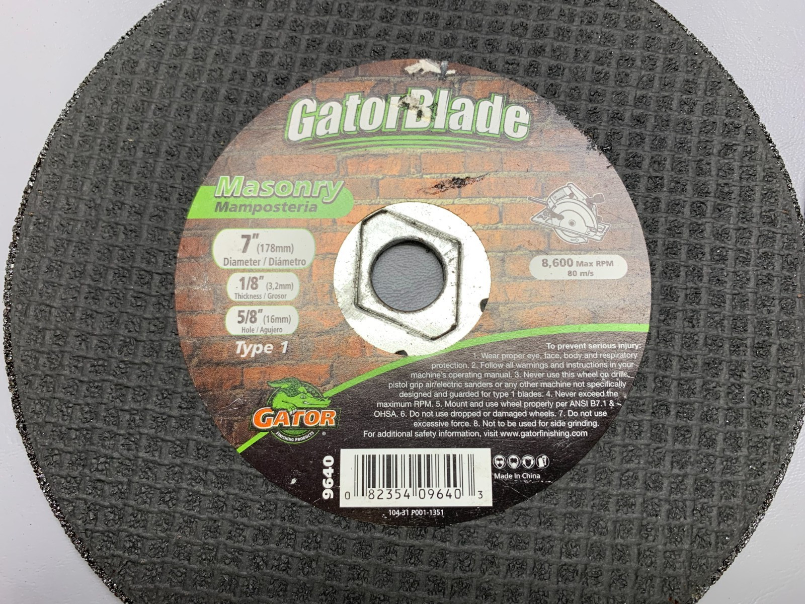 Gator 9640 Carbide Grain Masonry Cutting Wheel 7 x 0.12 x 0.62 in. – Lot of 4