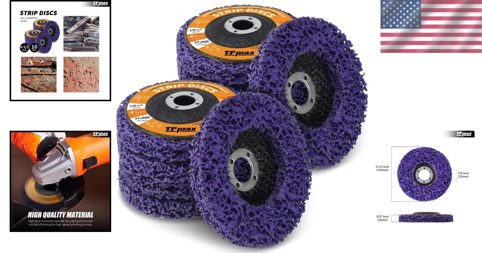 Effortless Paint & Rust Removal: 10-Pack 4-1/2″ Stripping Discs for Grinders