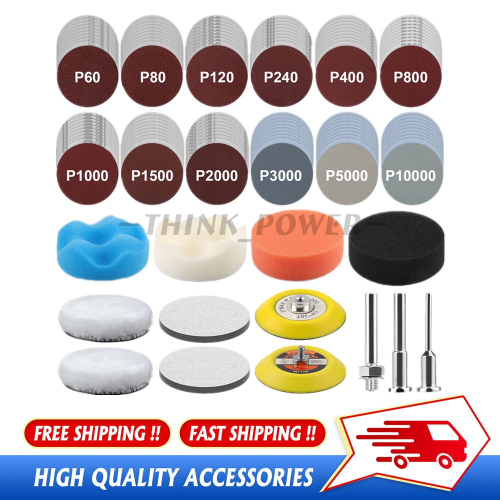Sanding Disc Kit,3 Inch 133pcs 60-10000 Grit Wet Dry Hook & Loop Sandpaper Pads
