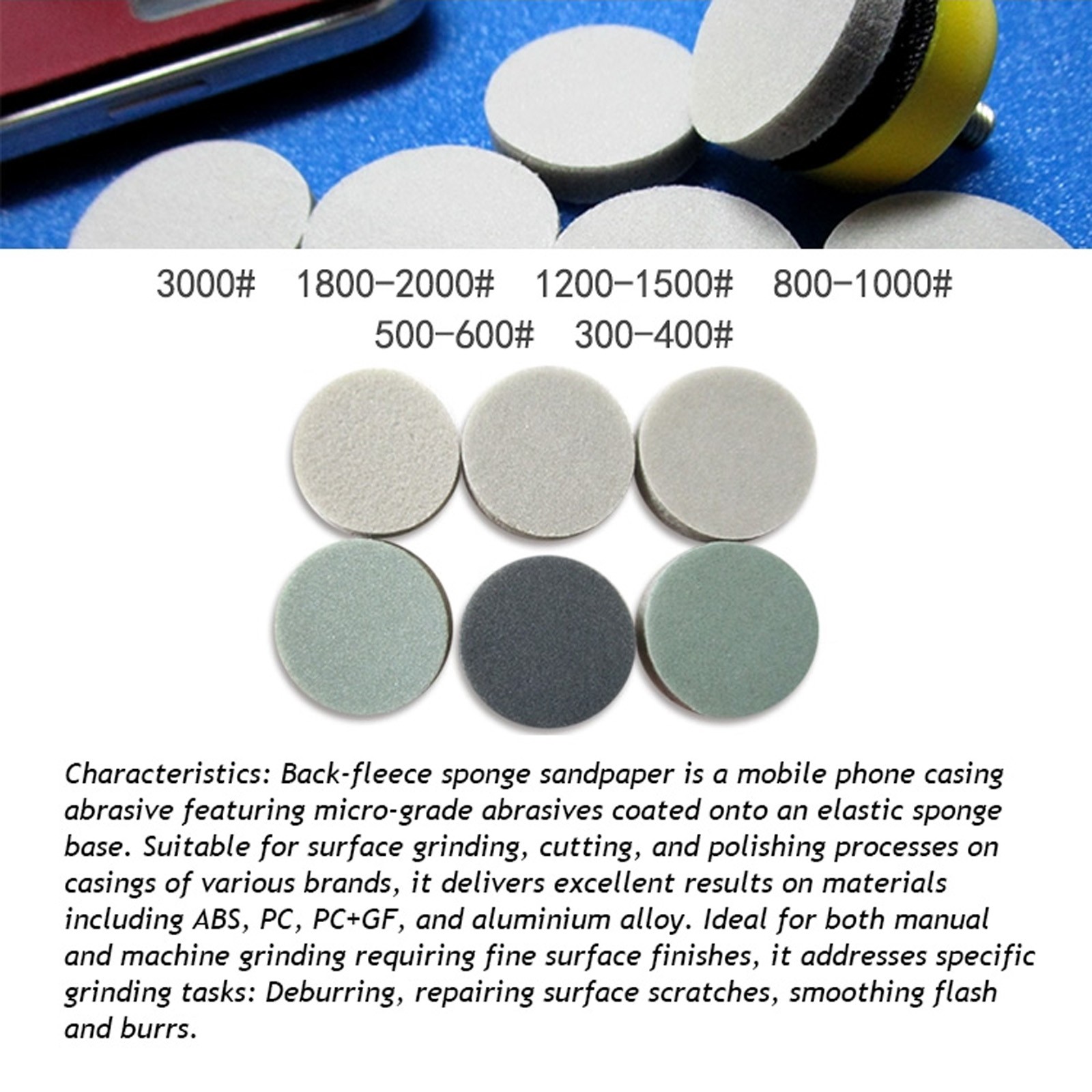 30mm Wet and Dry Sanding Discs Sandpaper 300-3000 Grit Hook and Loop Pads Green