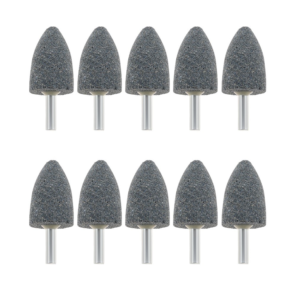 10x 25mm Head 1/4″ Shank Aluminum Oxide Cone Shape Grinding Stones Rotary Drill