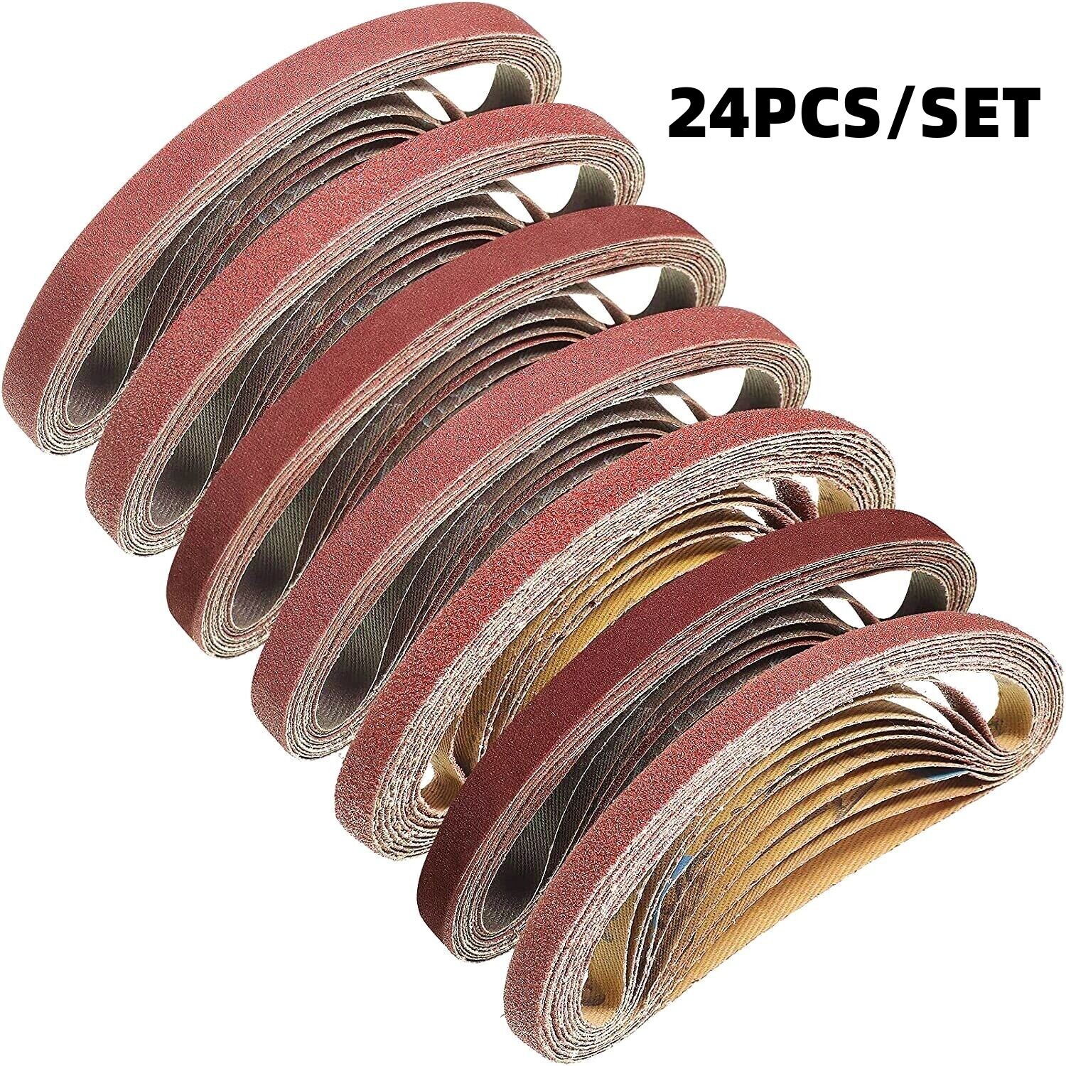 24PCS 1/2×18″ Aluminum Oxide Belt Sanding Abrasive Belt Sander Paper 40-240 Grit