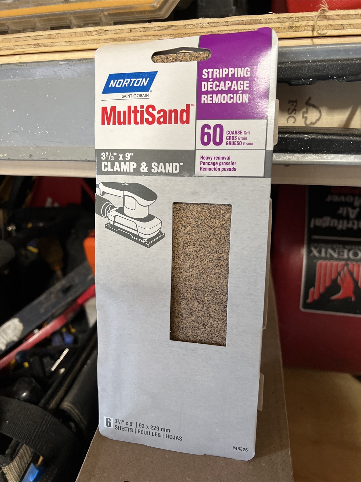 Norton MultiSand 1/3 Sheet Sand Paper 3-2/3″ x 9″ P60 Grit (6 Sheets) 48325