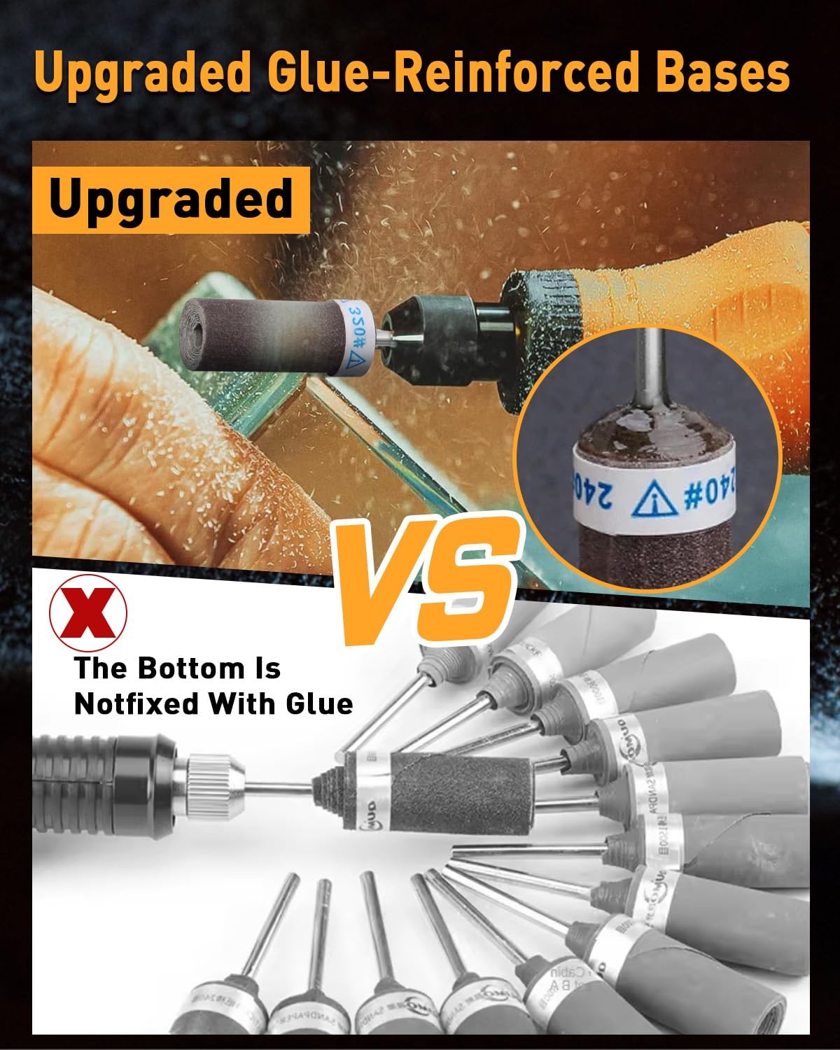 28Pcs Sanding Drums Sandpaper Sticks Set 1/8″ Shank