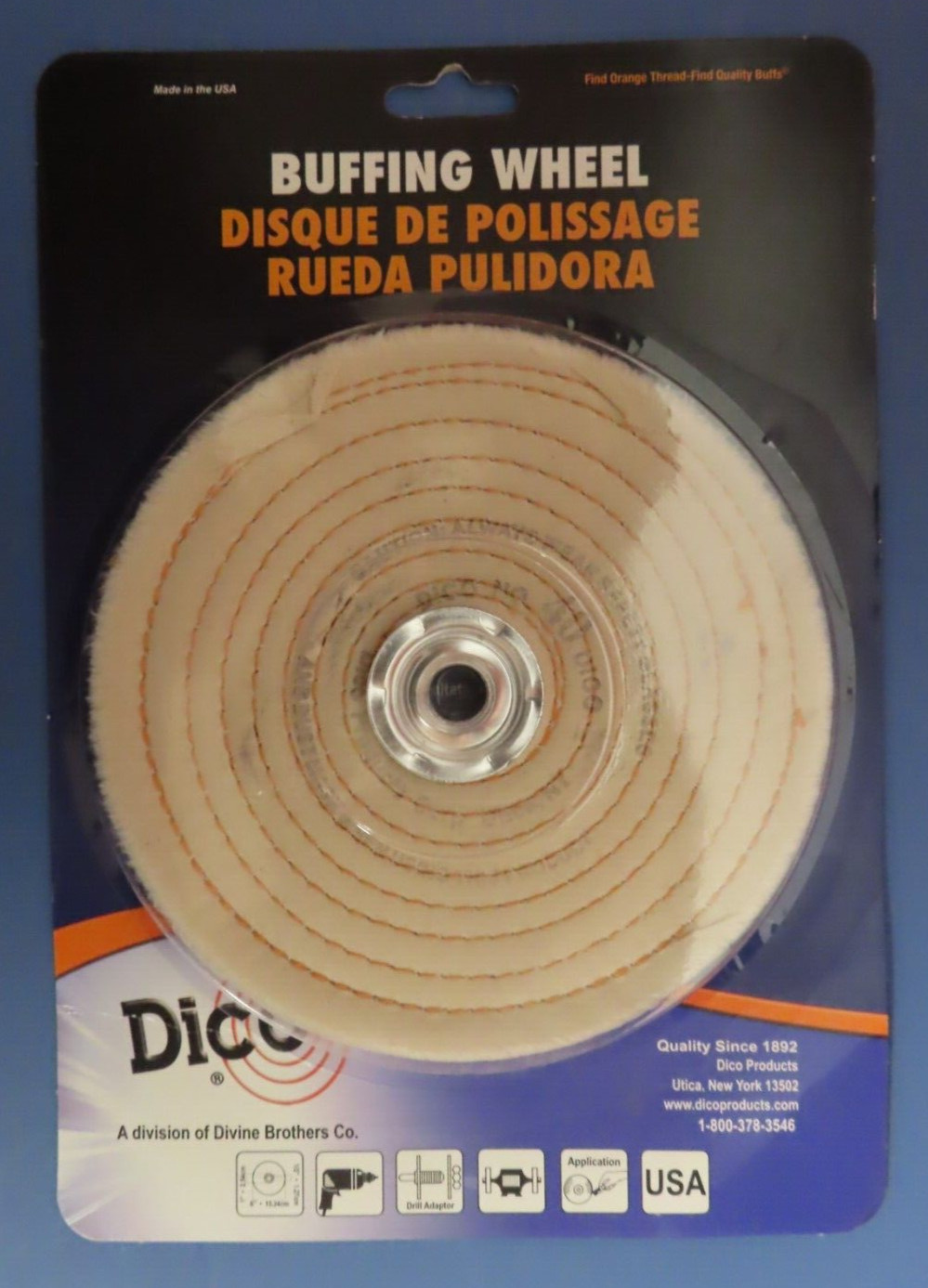 Dico Spiral Sewn 6″ Diameter .5 inches Thick Buffing Wheel 1/2″ arbor 527-40-6