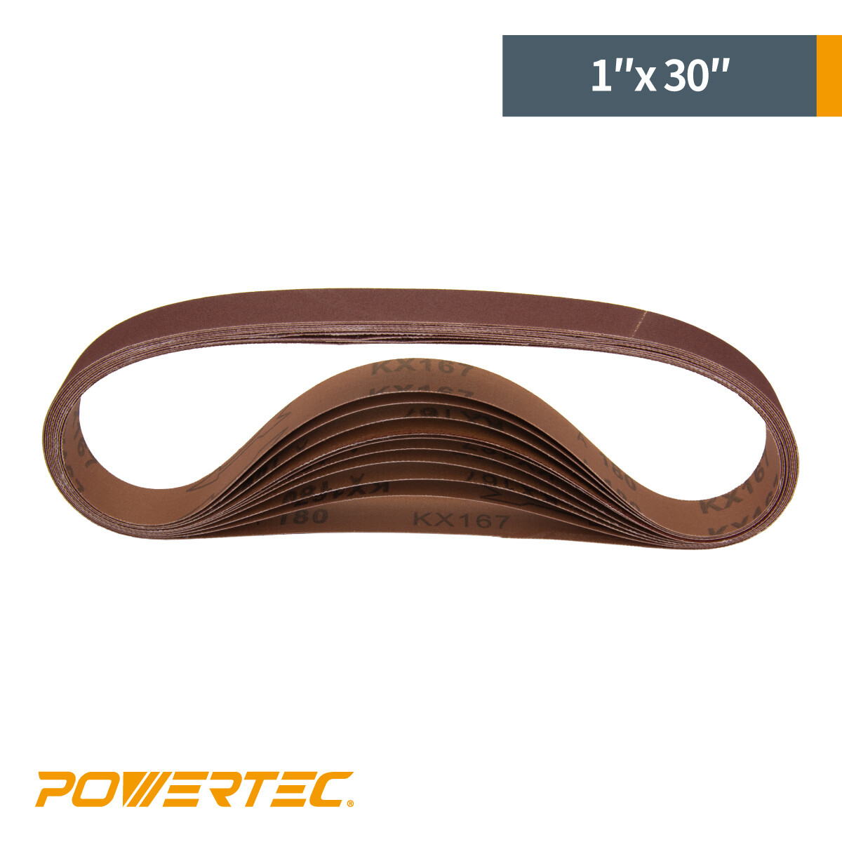 POWERTEC 1 x 30″ Sanding Belt 40 Grit 10pcs Aluminum Oxide Sandpaper 111270
