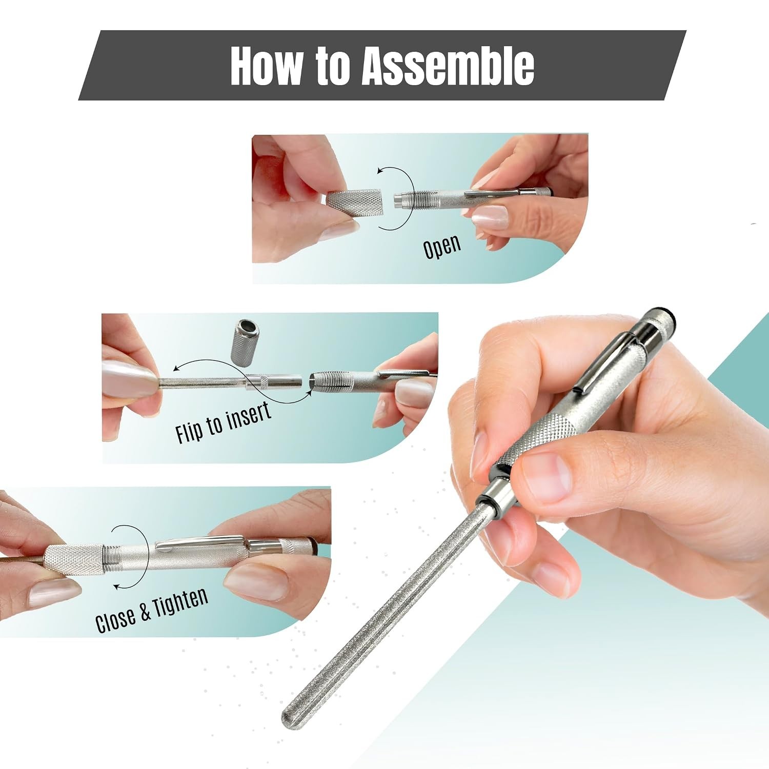 Crystal and Glass Repair File, Carbide Metal Diamond Grit Tool