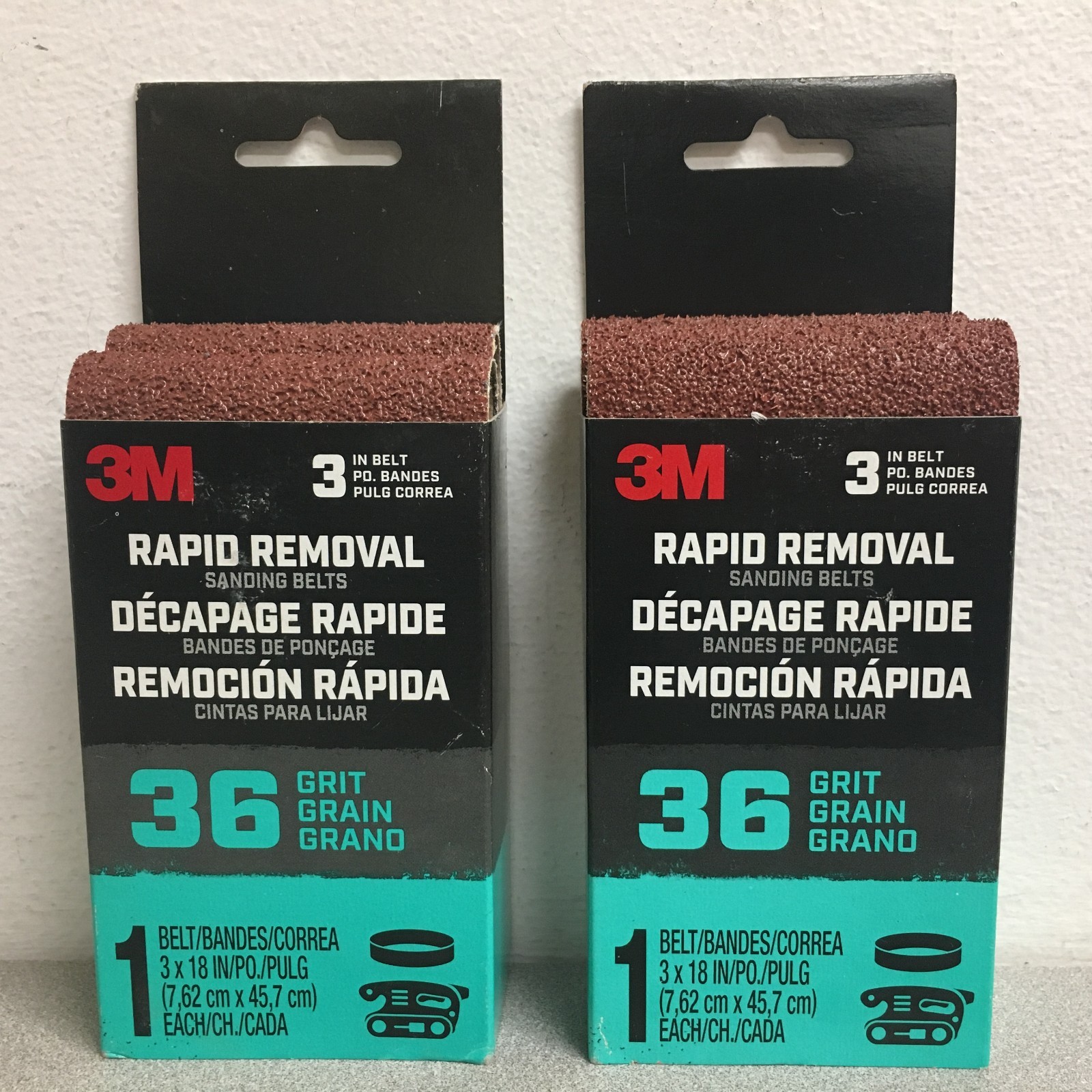 3M BELT3X181PK36 Rapid Removal 18″LX3″W Aluminum Oxide Sanding Belt 36 Grit 2Pk