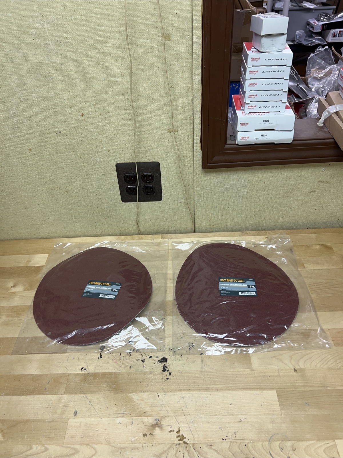 POWERTEC 12” – 80 Grit Aluminum Oxide Adhesive Sanding Disk 2 Pack Of 3 6-Total