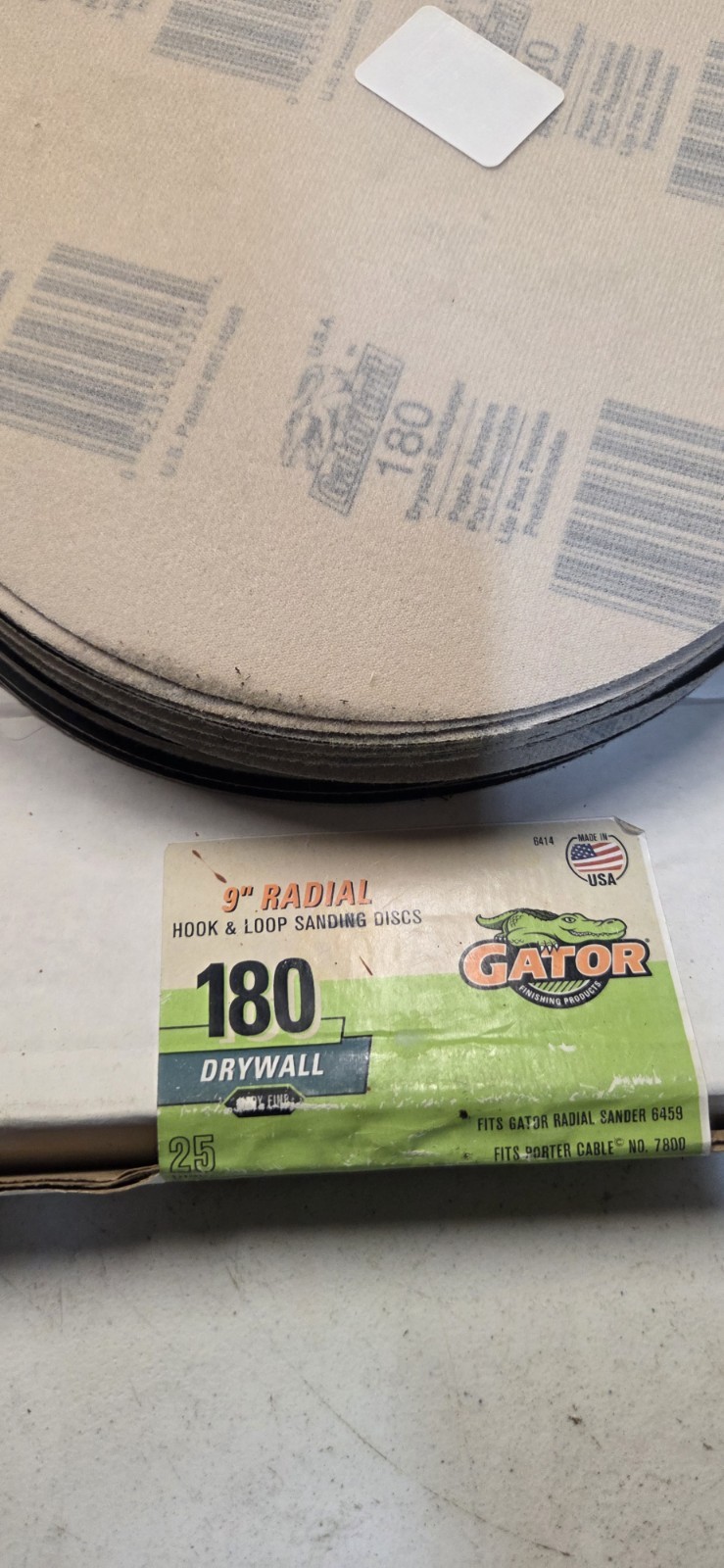 40 Gator 9-inch radial sanding discs designed for drywall.