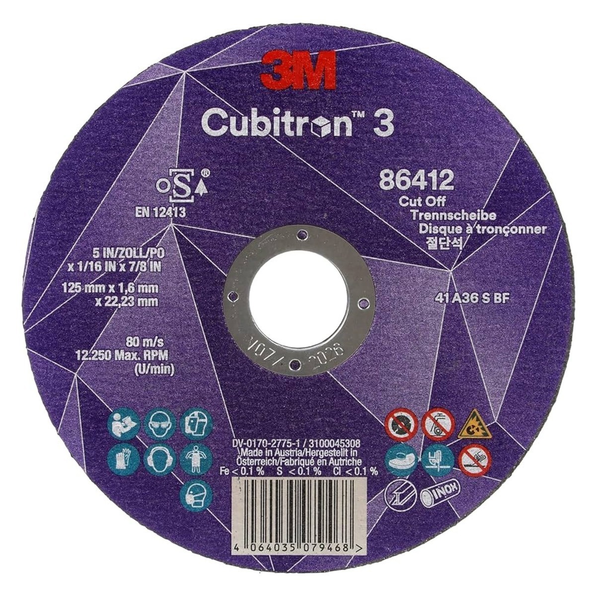 3M Simpletek Cutting Disc 25x 3m Cubitron 3 T41 125mm 1.3mm