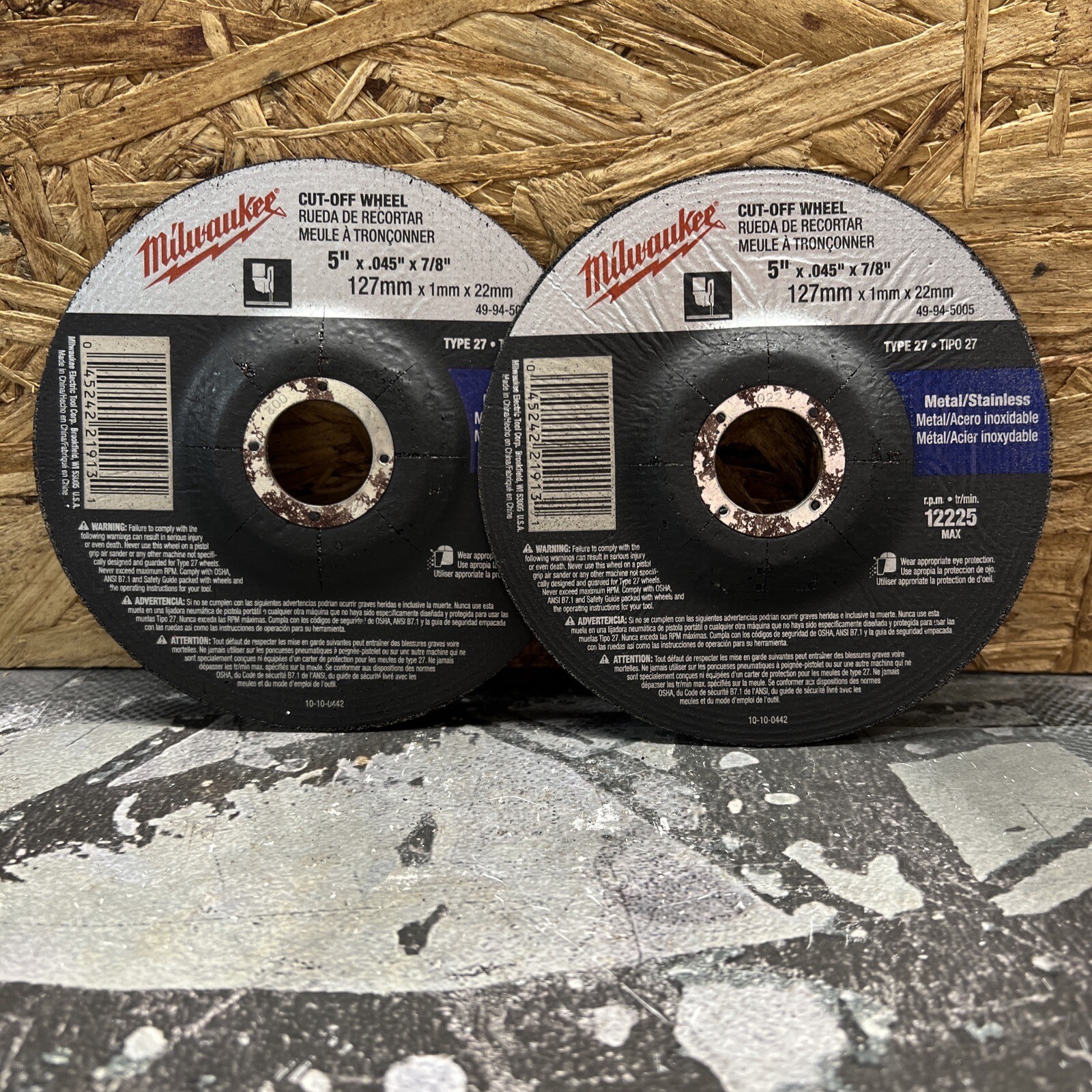 2 PACK Milwaukee 49-94-5005 Cutting Wheel 5 X .045 X 7/8 Type 27