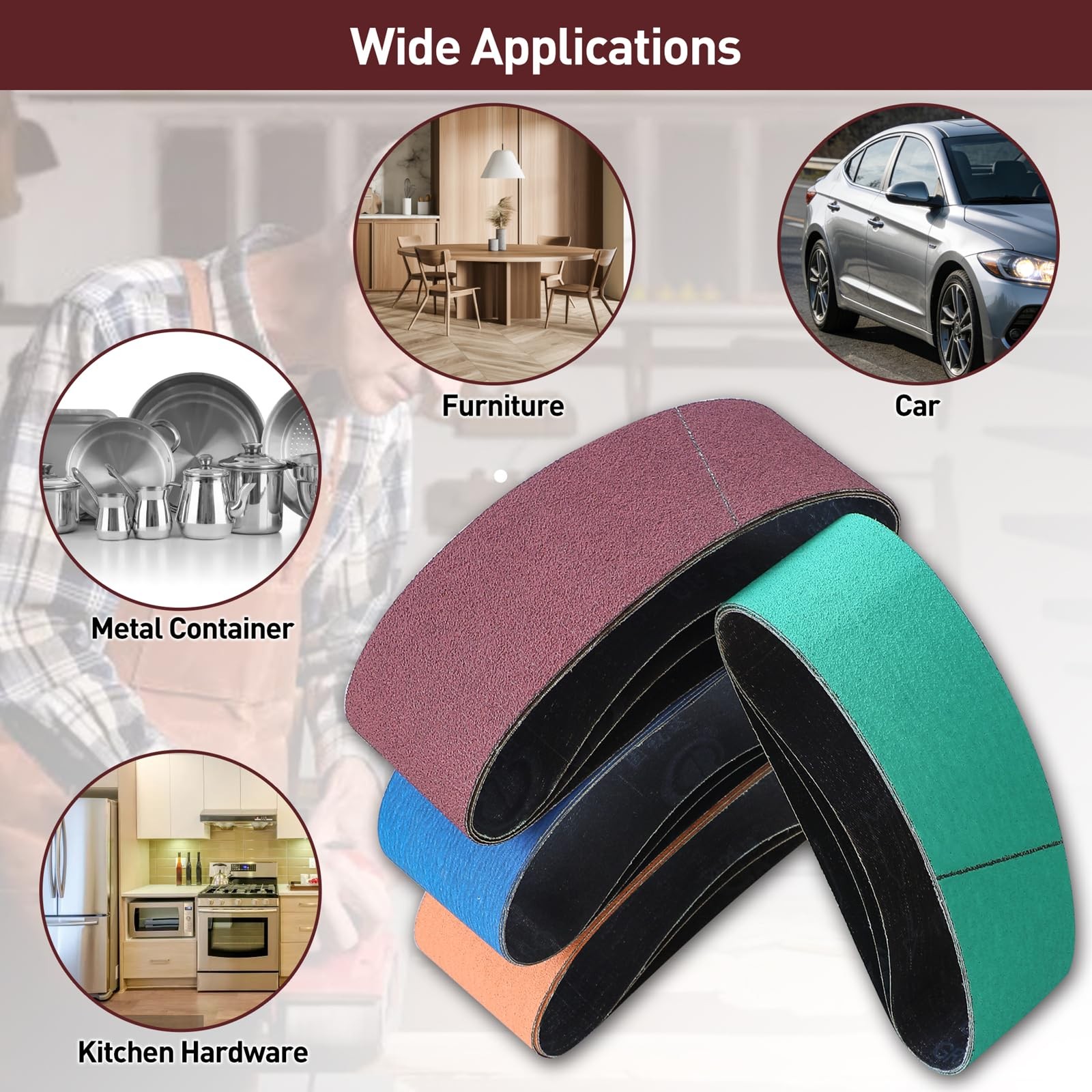 3″ x 21″ Sanding Belts for Belt Sander, Assorted Grits 12 Pcs 3 Each of 80 12…